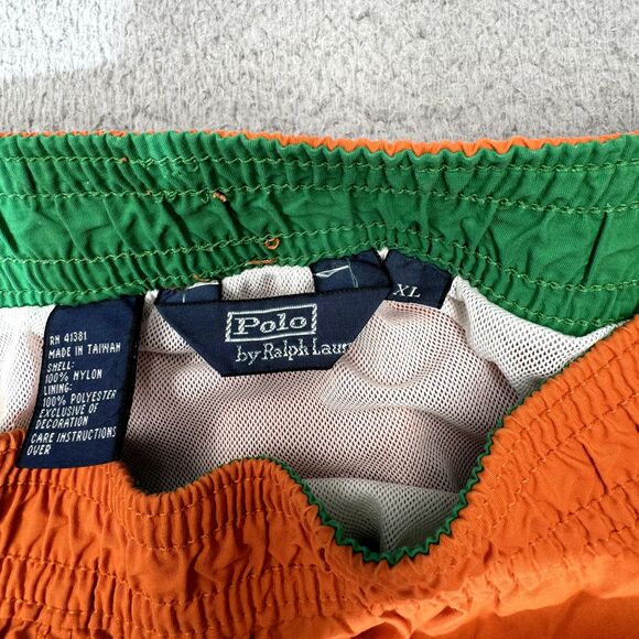 Vintage Polo Ralph Lauren Shorts Men Extra Large Orange Pony Swim Trunks Surf - Picture 6 of 16